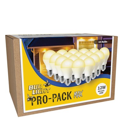 Miracle Led LED Bug Light MAX Pro-Pack 12W Replaces 100W Lightbulbs, Amber, Deters Insects, 18PK 801985